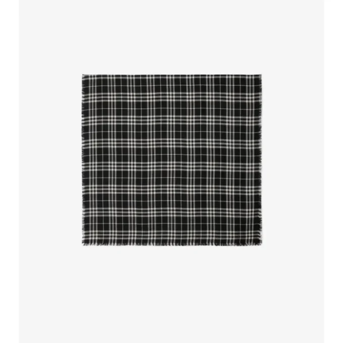 Check Cashmere Silk Scarf