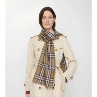 Check Cashmere Silk Scarf