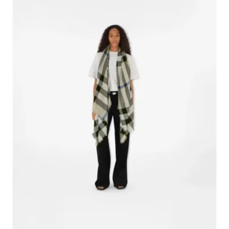 Check Cashmere Silk Scarf