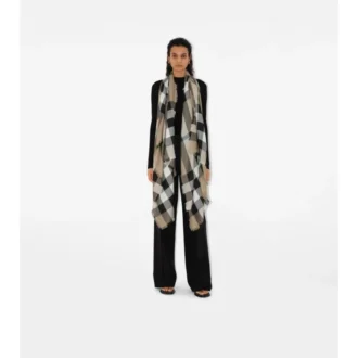 Check Cashmere Silk Scarf