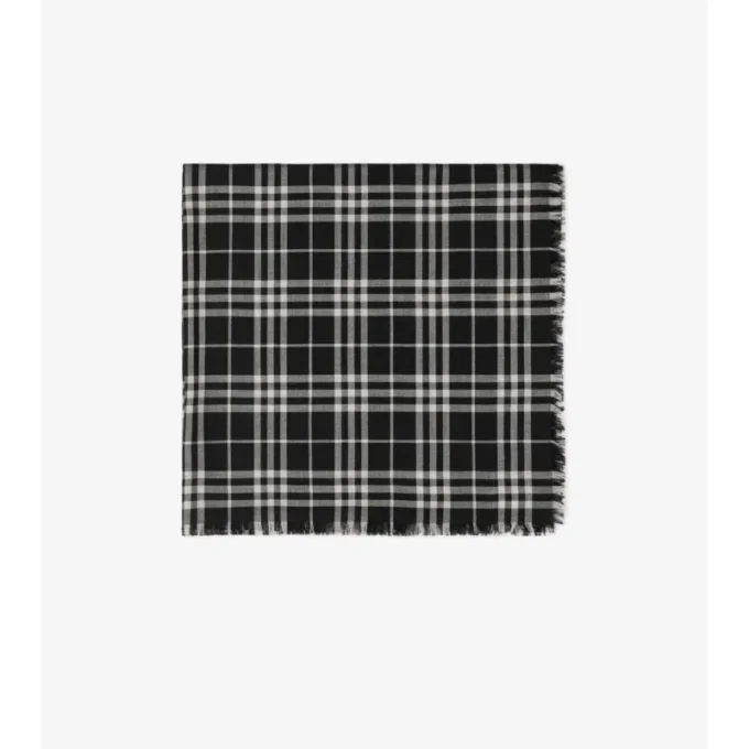 Check Cashmere Silk Scarf