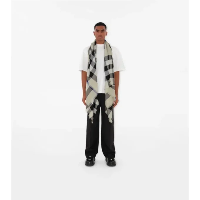 Check Cashmere Silk Scarf