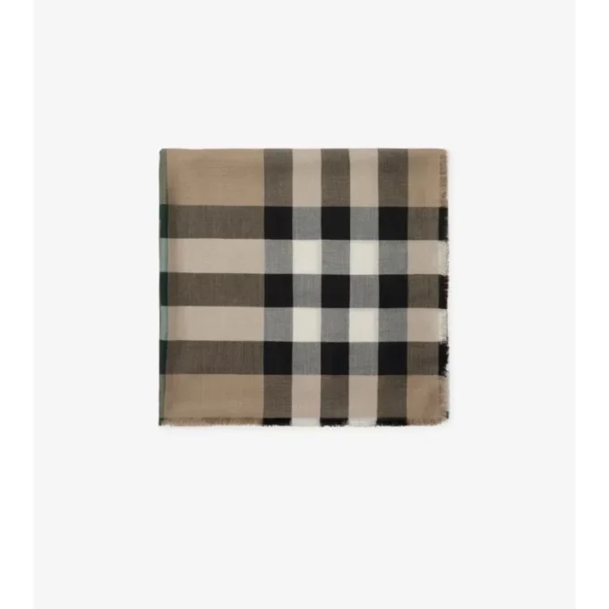 Check Cashmere Silk Scarf