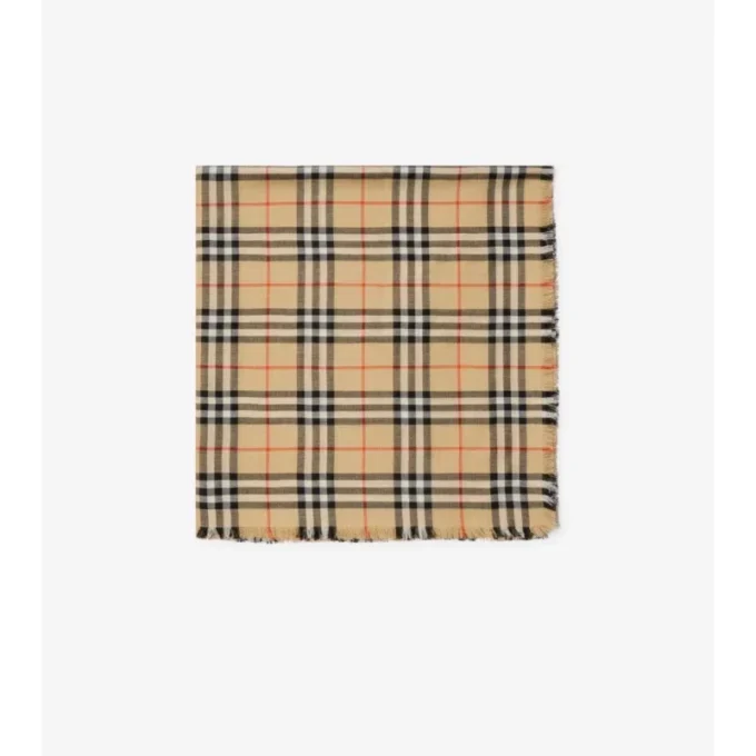 Check Cashmere Silk Scarf