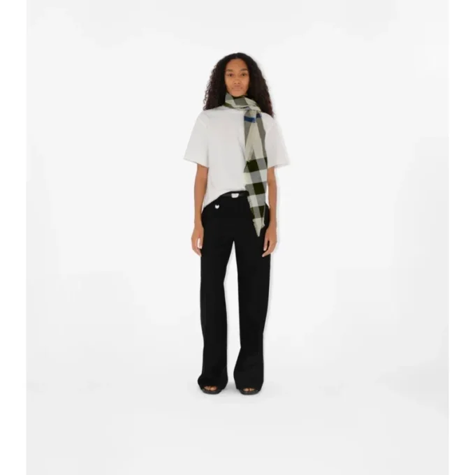 Check Cashmere Silk Scarf