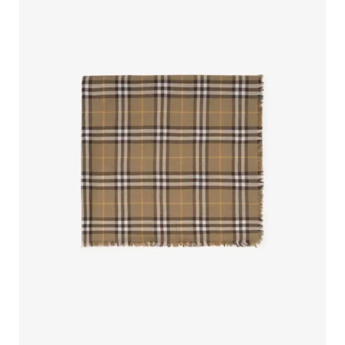 Check Cashmere Silk Scarf