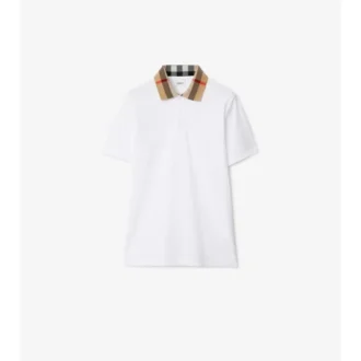 Check Collar Cotton Polo Shirt