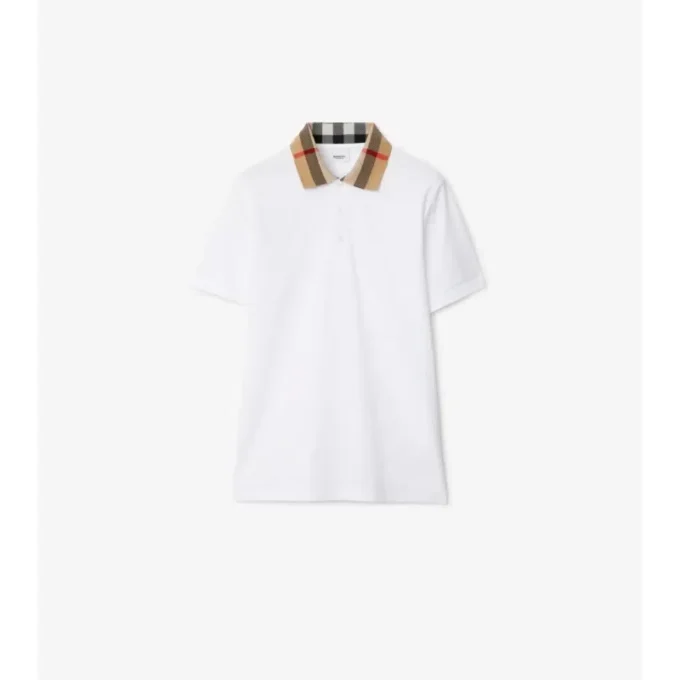 Check Collar Cotton Polo Shirt