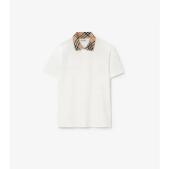 Check Collar Cotton Polo Shirt