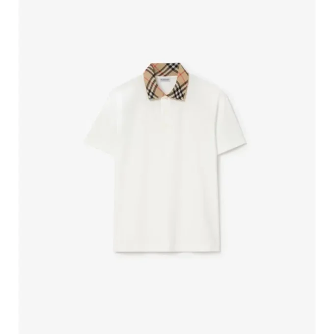 Check Collar Cotton Polo Shirt