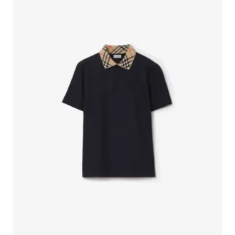 Check Collar Cotton Polo Shirt
