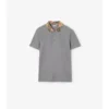 Check Collar Cotton Polo Shirt