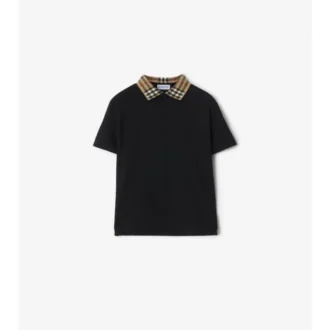 Check Collar Cotton Polo Shirt