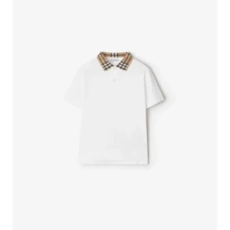 Check Collar Cotton Polo Shirt