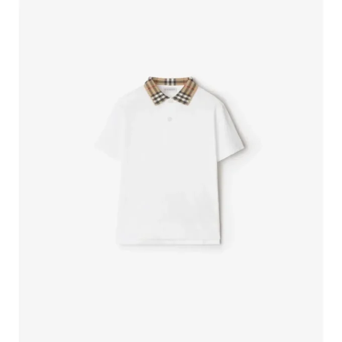 Check Collar Cotton Polo Shirt