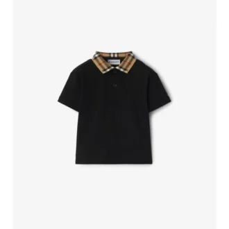 Check Collar Cotton Polo Shirt
