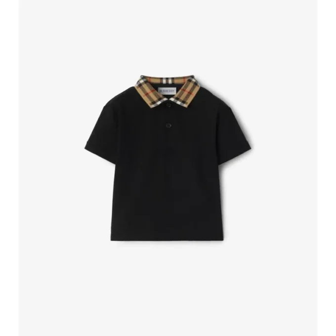 Check Collar Cotton Polo Shirt
