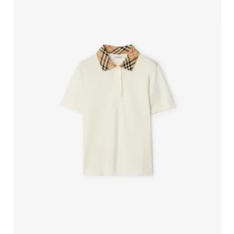 Check Collar Cotton Polo Shirt