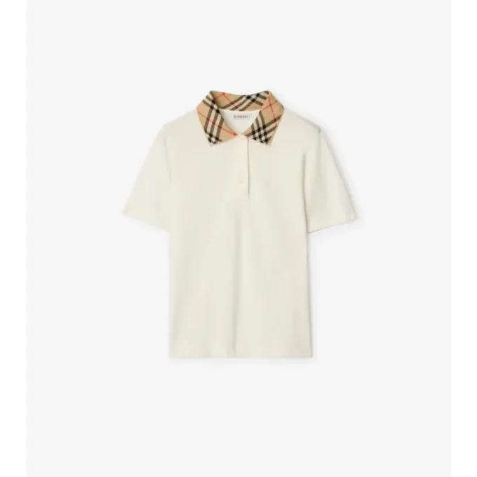 Check Collar Cotton Polo Shirt