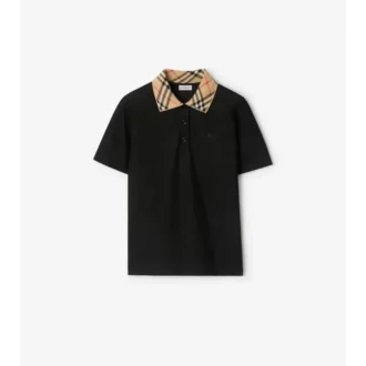 Check Collar Cotton Polo Shirt