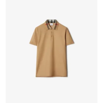 Check Collar Cotton Polo Shirt