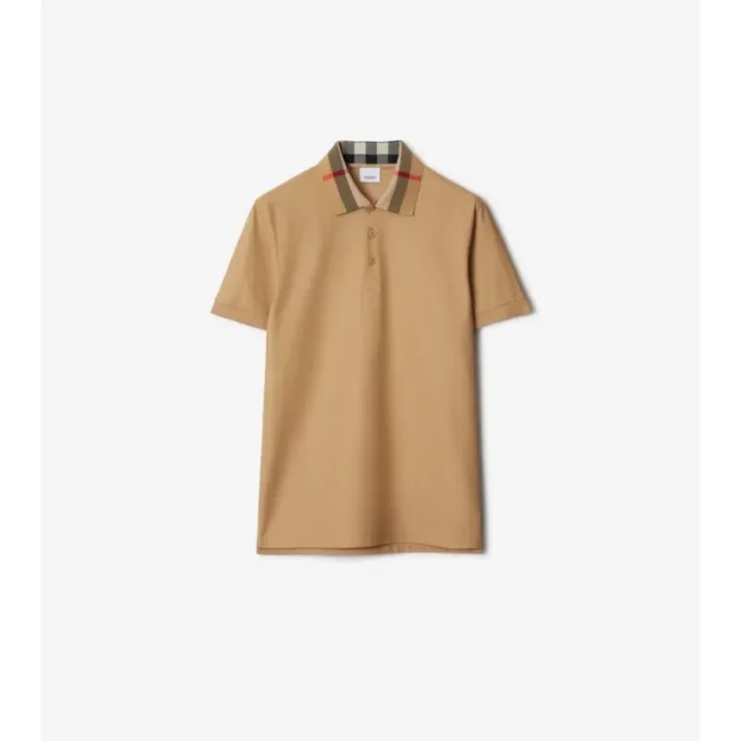Check Collar Cotton Polo Shirt