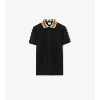 Check Collar Cotton Polo Shirt