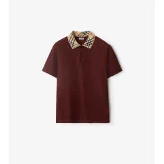 Check Collar Cotton Polo Shirt