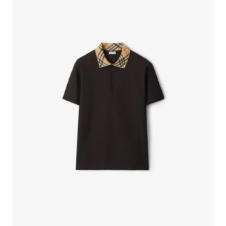 Check Collar Cotton Polo Shirt