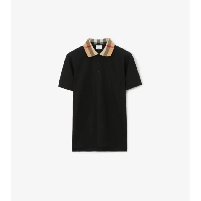 Check Collar Cotton Polo Shirt