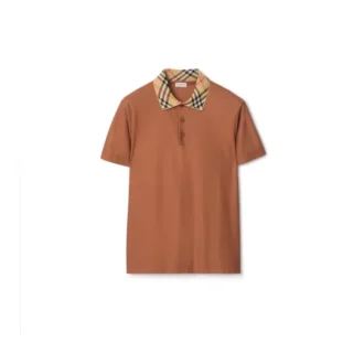 Check Collar Cotton Polo Shirt