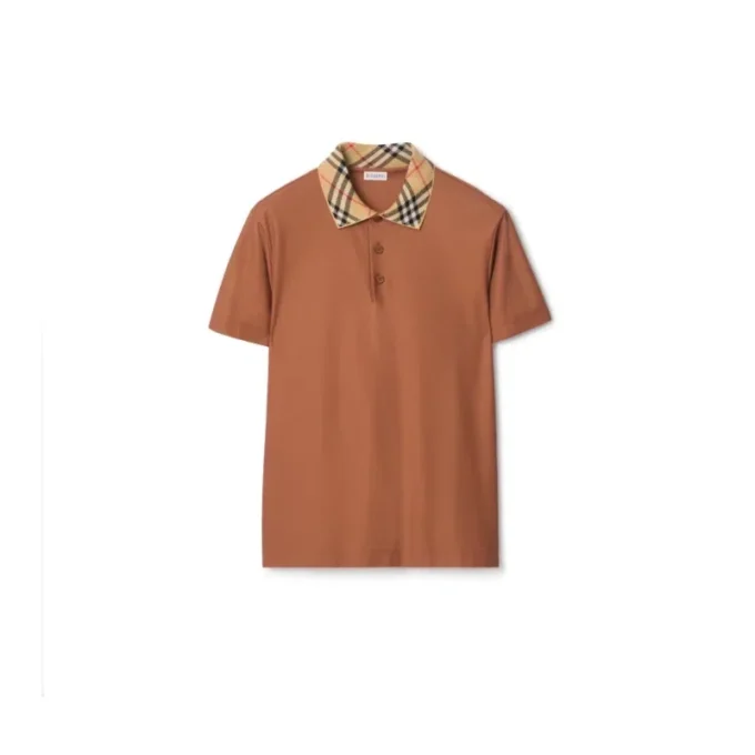 Check Collar Cotton Polo Shirt