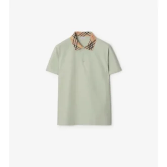 Check Collar Cotton Polo Shirt