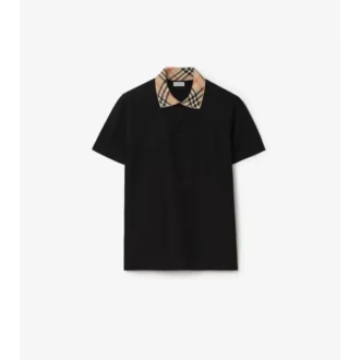 Check Collar Cotton Polo Shirt