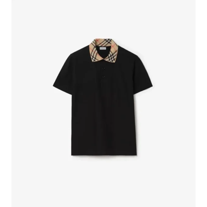 Check Collar Cotton Polo Shirt