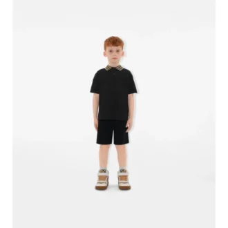 Check Collar Cotton Polo Shirt