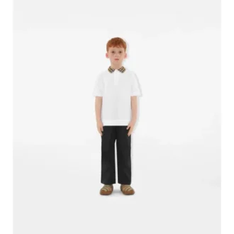 Check Collar Cotton Polo Shirt