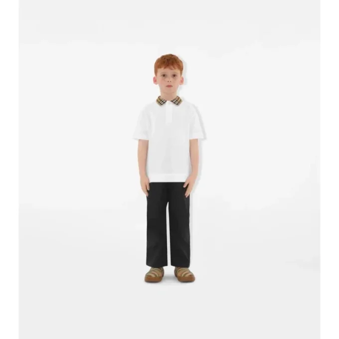 Check Collar Cotton Polo Shirt