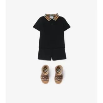 Check Collar Cotton Polo Shirt