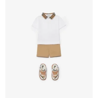Check Collar Cotton Polo Shirt