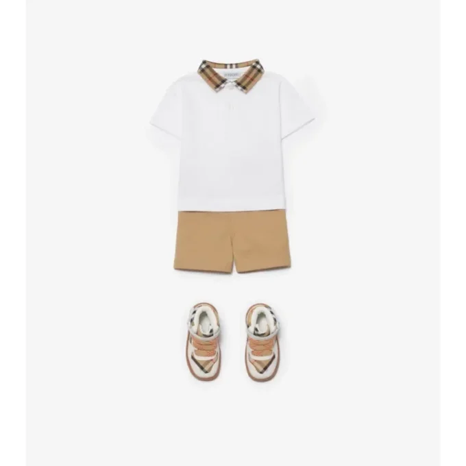 Check Collar Cotton Polo Shirt
