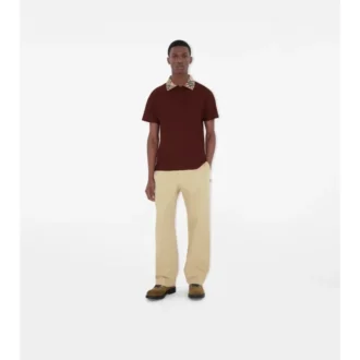 Check Collar Cotton Polo Shirt