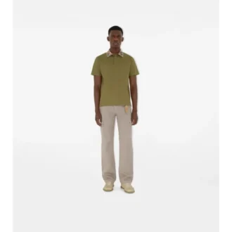 Check Collar Cotton Polo Shirt