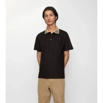 Check Collar Cotton Polo Shirt