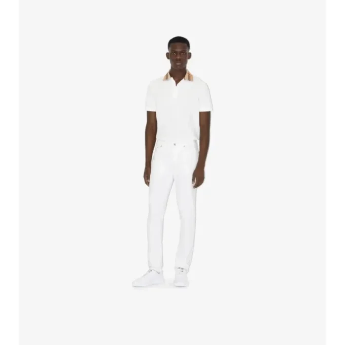 Check Collar Cotton Polo Shirt
