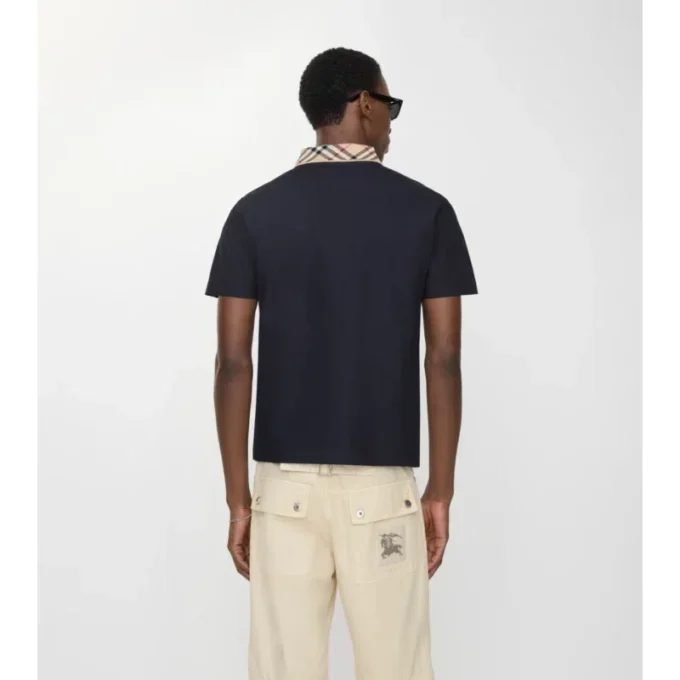 Check Collar Cotton Polo Shirt