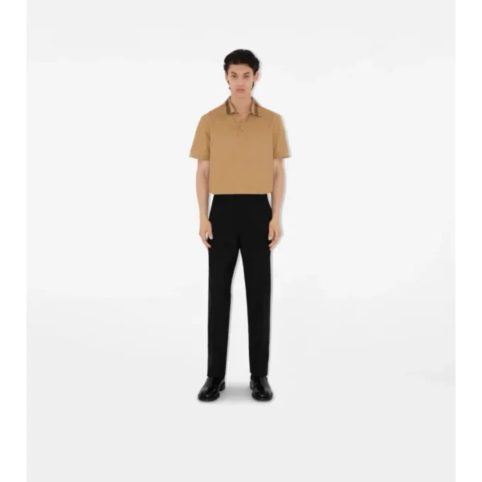 Check Collar Cotton Polo Shirt