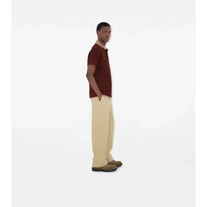 Check Collar Cotton Polo Shirt