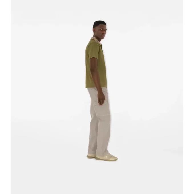 Check Collar Cotton Polo Shirt