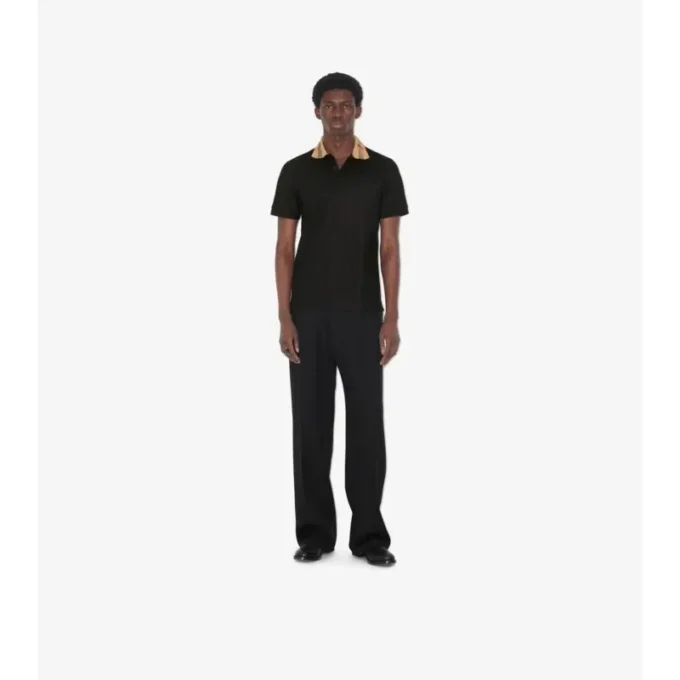 Check Collar Cotton Polo Shirt